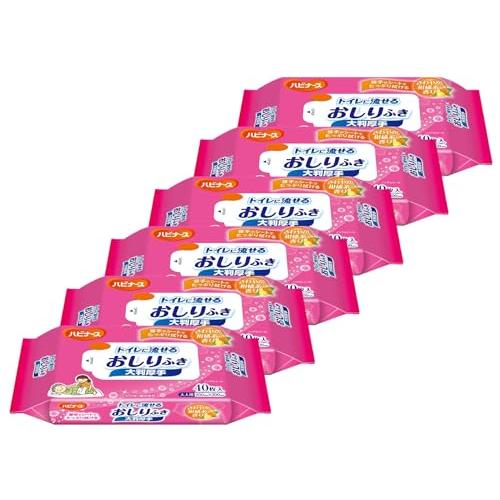まとめ買いトイレに流せるおしりふき大判厚手 ハビナース 40枚入×6個セット 介護 大人用 高齢者 ...