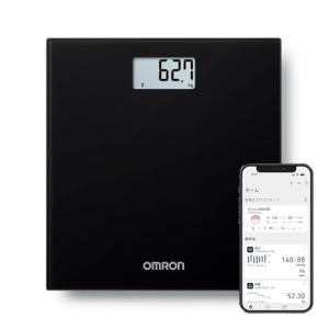 オムロン 体重計 ブラック HN-300T2-JTBK スマホ連動 データ自動転送 自動認識 乗るだけで測定開始 シンプルでおしゃれなデザイン