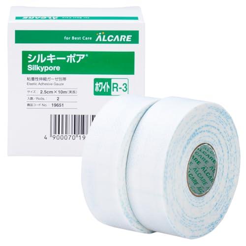 アルケア シルキーポア 粘着性伸縮ガーゼ包帯 19651 ホワイト R-3号 2巻
