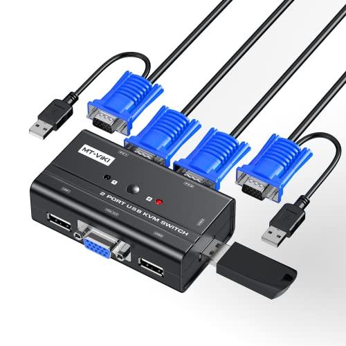KVM VGA切替器 2ポートUSB2.0 MT-VIKI KVM VGAスイッチ 2入力 パソコン...