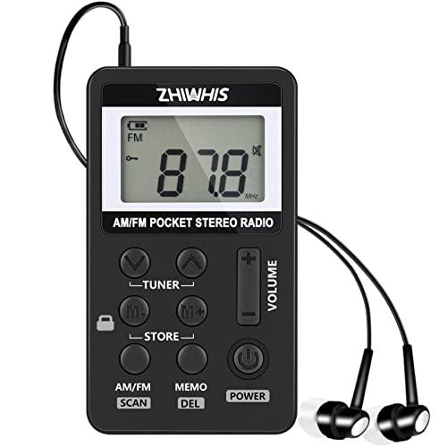 ZHIWHIS ポータブル通勤ラジオ ＡＭ・ＦＭ２バンドデジタル DSP高感度 ワイドFM対応 ミニ...
