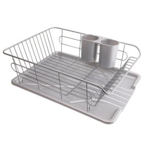 パール金属 食器 水切り かご 水が流れる トレー付 ヨコ置き タイプ グレー アルデオ H-5687