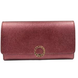 新品同様 ブルガリ レザー メタリックレッド ゴールド金具 長財布 財布 赤 0018 【中古】 BVLGARI BVLGARI（ブルガリ） 新品同様 レザー メタリックレッド ゴールド金具