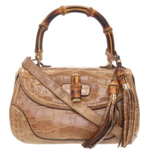 GUCCI（グッチ） 美品 オーストリッチ バンブー ベージュ フリンジ