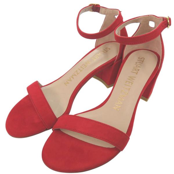 未使用品 スチュアートワイツマン シンプルストラップサンダル スウェード RUBY RED 0611...