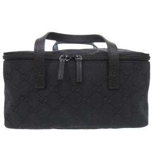 美品 グッチ GG バニティバッグ 化粧ポーチ コスメポーチ 124540 GGキャンバス ブラック 0643 GUCCI