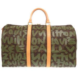 美品 ルイ ヴィトン キーポル50 モノグラム グラフィティ カーキ M92196 ボストンバッグ LV 0750 LOUIS VUITTON