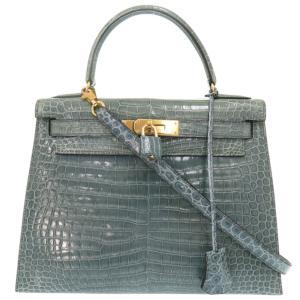 美品 エルメス ケリー28 外縫い ポロサス ブルージーン ゴールド金具 □B刻印(1998年製) ハンドバッグ 1207 HERMES