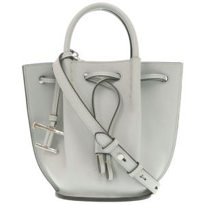美品 トッズ 2WAY Tタイムレス レザー グレー系 ハンドバッグ 1222 TOD’S