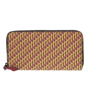 未使用 クリスチャンルブタン パネトーネ PVC レザー イエロー ピンク 長財布 0935 Christian Louboutin