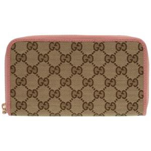 新品同様 グッチ ラウンドファスナー 363423 GGスプリームキャンバス ベージュ 長財布 1215 GUCCI