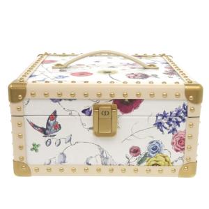 未使用 クリスチャンディオール フラワー 花 トランク レザー ホワイト 小物入れ 1360 Christian Dior