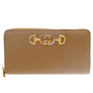 新品同様 グッチ ズゥミ 570661 レザー ブラウン ラウンドファスナー 長財布 0061 GUCCI