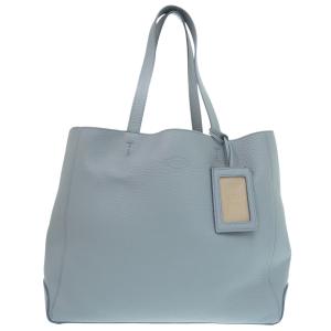 美品 トッズ レザー シボ革 ブルーグレー トートバッグ 0439 TOD’S