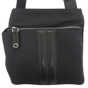 美品 トッズ ナイロン/レザー ブラック ショルダーバッグ 黒 1514 TOD’S