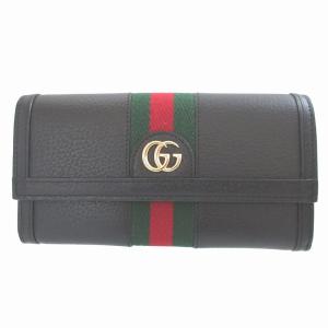 新品同様 グッチ 523153 シェリー オフィディア レザー ブラック 黒 2つ折り長財布 財布 1295 GUCCI