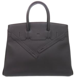 美品 エルメス シャドーバーキン35 ヴォースイフト ブラック シルバー金具 Y刻印(2020年製) ハンドバッグ 黒 1440 HERMES バーキン35