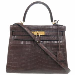 美品 エルメス ケリー28 内縫い ニロティカスマット グリエレファント ゴールド金具 □E刻印(2001年製) ハンドバッグ 茶 0184 HERMES