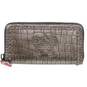 新品同様 クリスチャンルブタン ラウンドファスナー スタッズ 3175195 型押しレザー シルバー 長財布 0790 Christian Louboutin メンズ