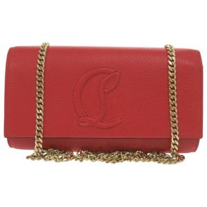 新品同様 クリスチャンルブタン BY MY SIDE バイマイサイド レザー レッド チェーンウォレット ショルダーバッグ 1295 Christian Louboutin