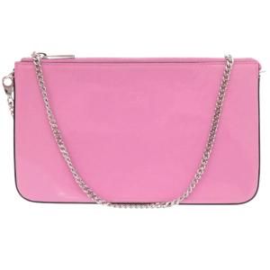 美品 クリスチャンルブタン LOUBILA ルビラ 3225249 パテントレザー ピンク チェーン ショルダーバッグ 1467 Christian Louboutin