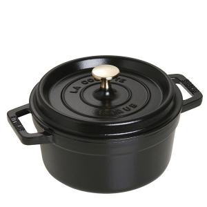 （送料無料）staub ストウブ ココット ラウンド 20cm ブラック  40509-487 （国内正規品 生涯保証付）｜life-y