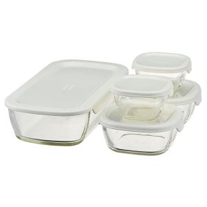ハリオ HARIO スタッキング耐熱ガラス製コンテナ＋ミニ角小鉢５個セット KSTL-3508-OW (ya) 送料無料