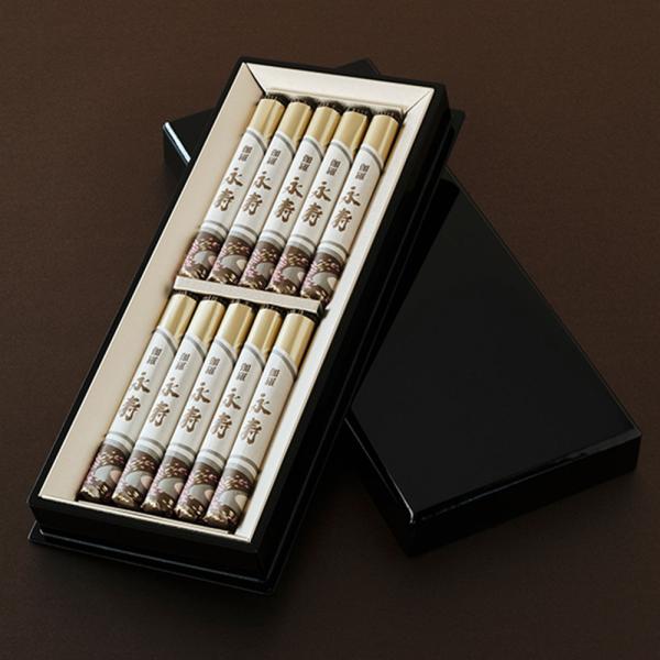 線香 日本香堂 伽羅永寿 塗箱短10入 28008 メーカー包装済 御供 法要 贈答 進物 御仏前 ...