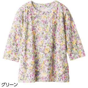 7分袖 オパール 花柄 Tシャツ 婦人 レディース シニア ケアファッション 821305｜lifeandcool