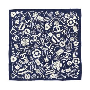 シャネル CHANEL ココマーク ロゴスカーフ シルク100％ ブランド小物