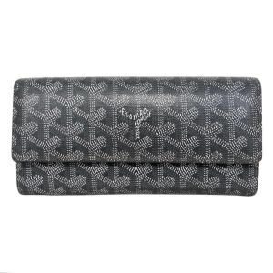ゴヤール 2つ折り長財布 ヴァレンヌ ウォレット レザー ロゴ グレー イエロー シルバー金具 GOYARD