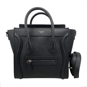 セリーヌ ハンドバッグ ショルダーバッグ ラゲージ ナノ ショッパー 189243DRU レザー ロゴ ブラック シルバー金具 CELINE