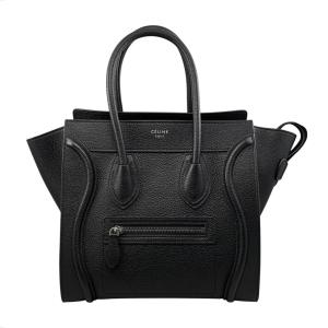 セリーヌ トートバッグ ラゲージ マイクロ ショッパーバッグ 167793DRU カーフスキン ロゴ ブラック シルバー金具 CELINE