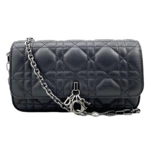 ディオール レディディオール フォンポーチ ラムスキン ブラック シルバー金具 ブラック金具 シリアルナンバー LADY DIOR｜lifecreate-kc