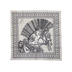 エルメス スカーフ カレH65 シュヴァル・パンク・バンダナ 2841351 11 カシミア シルク グレー ブラック CHEVAL PUNK BANDANA HERMES