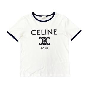 セリーヌ クラシックTシャツ コットンジャージー トリオンフプリント 2X872671Q Sサイズ オフホワイト ネイビー ブラック CELINE