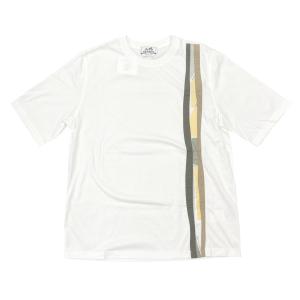 HERMES(エルメス) 半袖Tシャツ サイズ42 L レディース - 白×ネイビー HERMES（エルメス） 半袖Tシャツ ステッチ Sサイズ コットン ホワイト