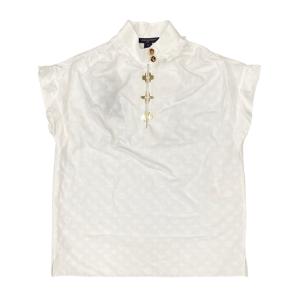 LOUIS VUITTON ルイヴィトン 19AW モノグラムフリルノースリーブシャツブラウス RW192WW AQV FHBL13 ホワイト レディース LOUIS VUITTON (ルイヴィトン) 19AW モノグラムフリル