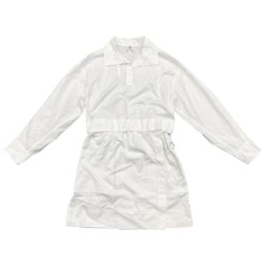 エルメス シャツワンピース ポロショートドレス H5H0544DV9034 34サイズ コットン カレーシュ刺繍 マザーオブパールボタン ホワイト HERMES