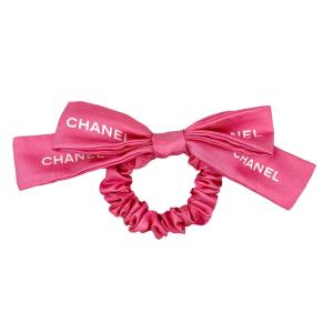CHANEL 極美品☆CHANEL シャネル シルク100％ ロゴ入り リボン
