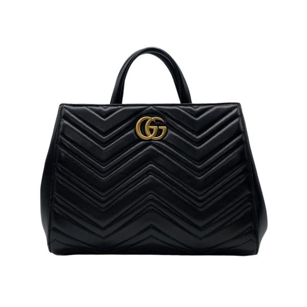 グッチ ハンドバッグ GGマーモント キルティング 448054 ブラック ゴールド金具 GUCCI