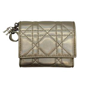 ディオール オブリーク 三つ折り財布 ネイビー ベージュ キャンバス