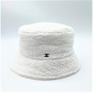 CHANEL シャネル テリークロス コットン バケットハット ホワイト Mサイズ