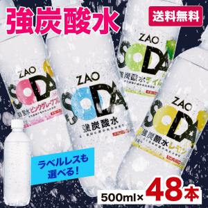 【フレーバーが選べる★強炭酸 ZAO SODA 48本】 炭酸水 500ml 48本 2ケース 送料...