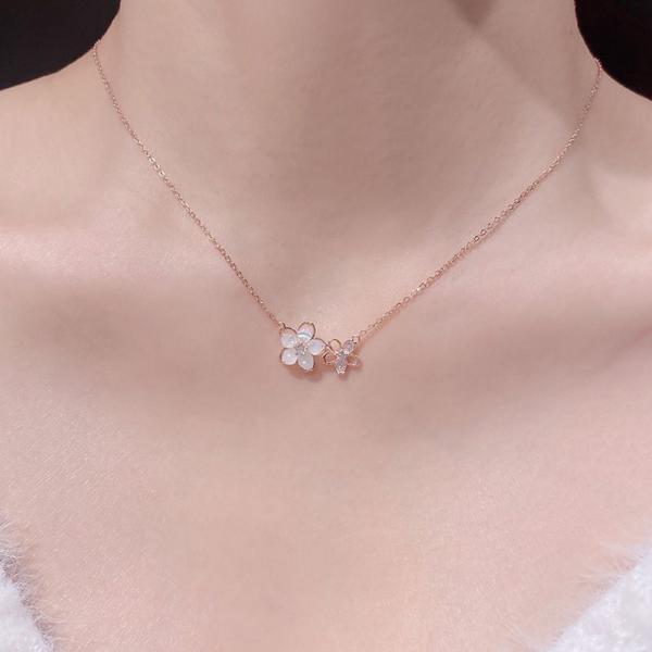 ネックレス 桜 レディース レディースネックレス サクラ 花 フラワー 女性 アクセサリー ピンクゴ...