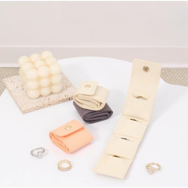 リング収納ケース 指輪ポーチ 4ポケット 携帯用 アクセサリー収納 ミニケース ジュエリーポーチ 旅...