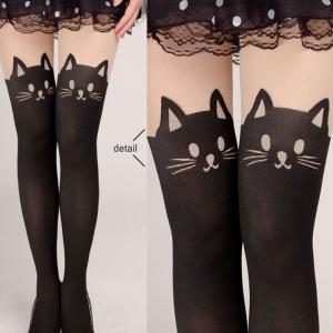 ねこ 柄 プリント タイツ ストッキング ヒッ...の詳細画像4