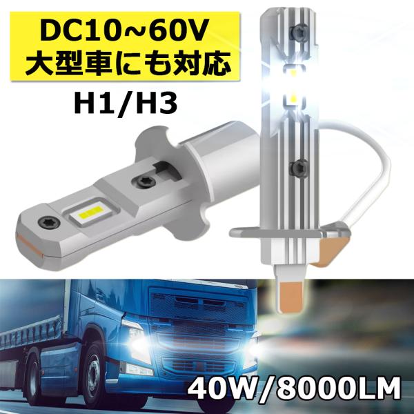 LEDヘッドライト フォグランプ H1/H3 DC12/24V兼用 大型車対応 ポン付け コンパクト...