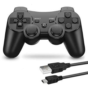PS3 用 ワイヤレスコントローラー 6軸センサー DUAL SHOCK3 ゲームパット 互換対応 USB ケーブル 日本語説明書 付き(〓)