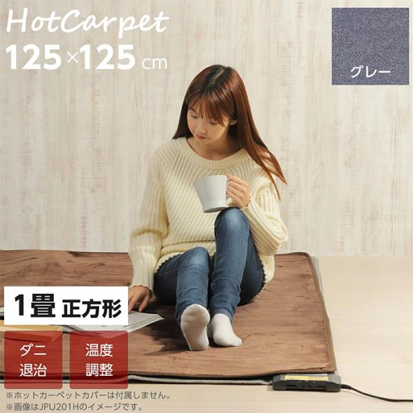 電気カーペット ホットカーペット 1畳 125cm×125cm 正方形 グレー 折畳み可能 スライド...